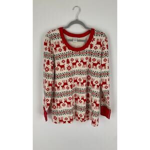 Hanna Andersson Womens Long John Pajama Top Plus Size XXL Christmas Reindeer Red